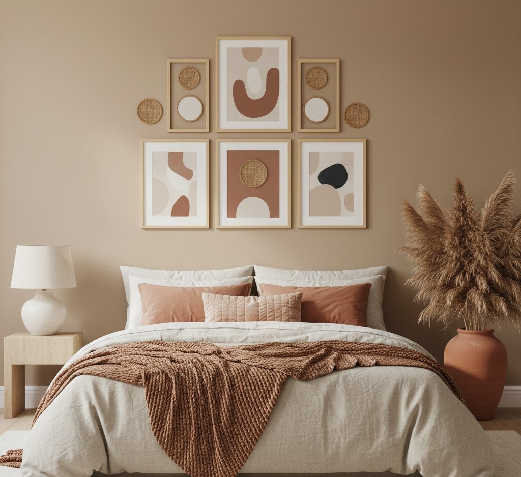 Serene bedroom wall arrangement